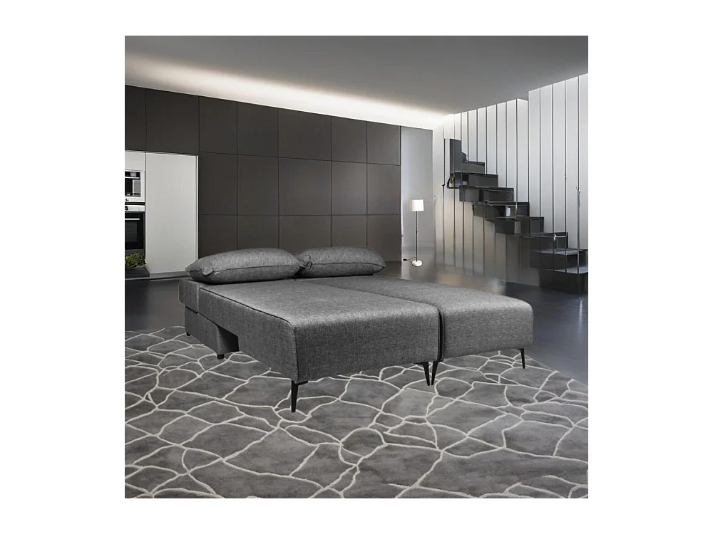 Divano 3 posti modulare con chaise longue trasformabile in letto Armada grigio 290x85x75H