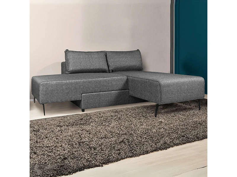 Divano 3 posti modulare con chaise longue trasformabile in letto Armada grigio 290x85x75H