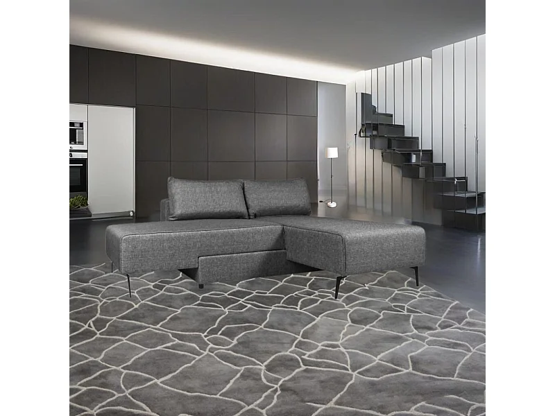 Divano 3 posti modulare con chaise longue trasformabile in letto Armada grigio 290x85x75H