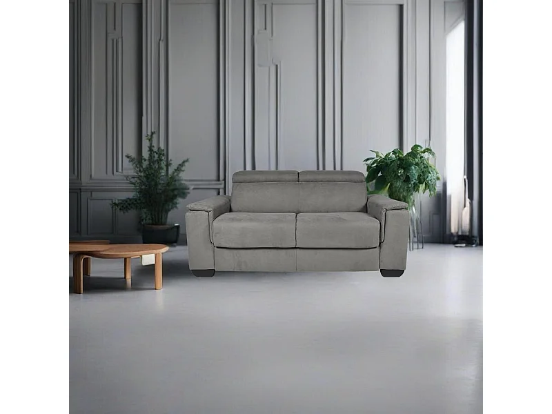 Divano Letto 2 posti in tessuto grigio Mercurio 194x83x97H