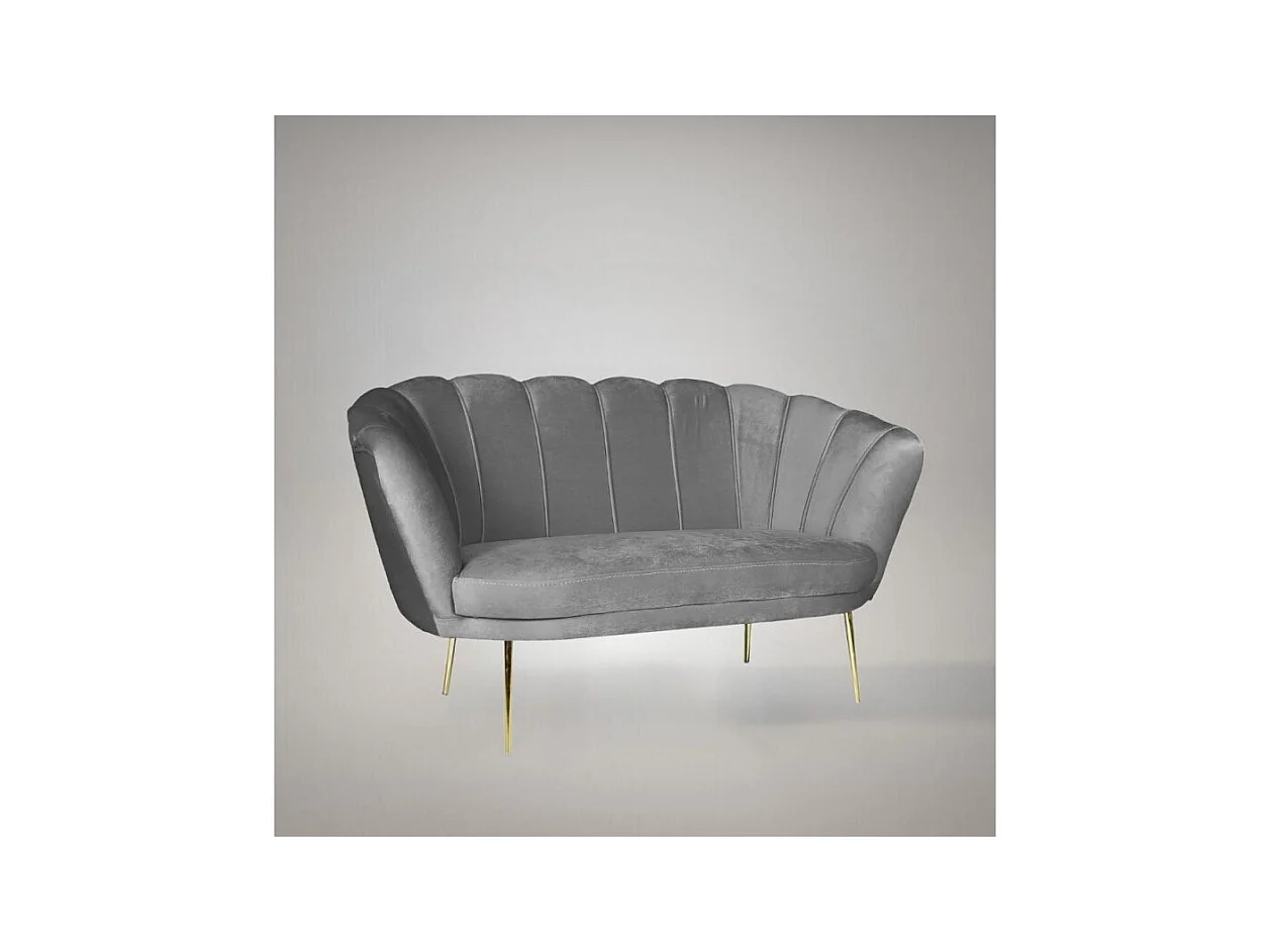 Divano a conchiglia due posti Orel velluto grigio 135x76.5x75h