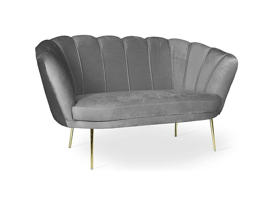 Divano a conchiglia due posti Orel velluto grigio 135x76.5x75h