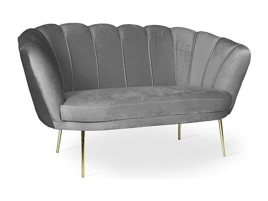 Divano a conchiglia due posti Orel velluto grigio 135x76.5x75h