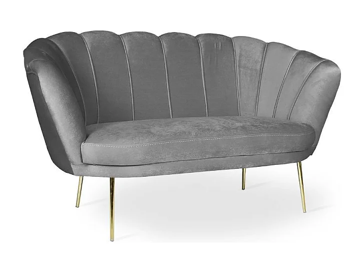 Divano a conchiglia due posti Orel velluto grigio 135x76.5x75h