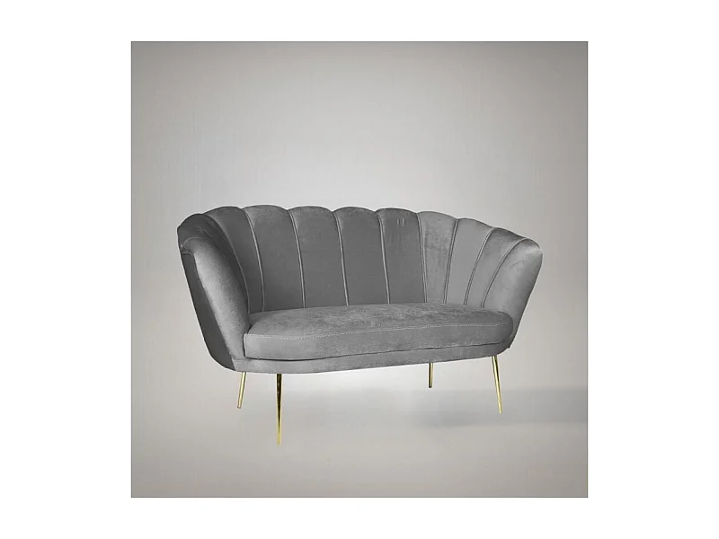 Divano a conchiglia due posti Orel velluto grigio 135x76.5x75h