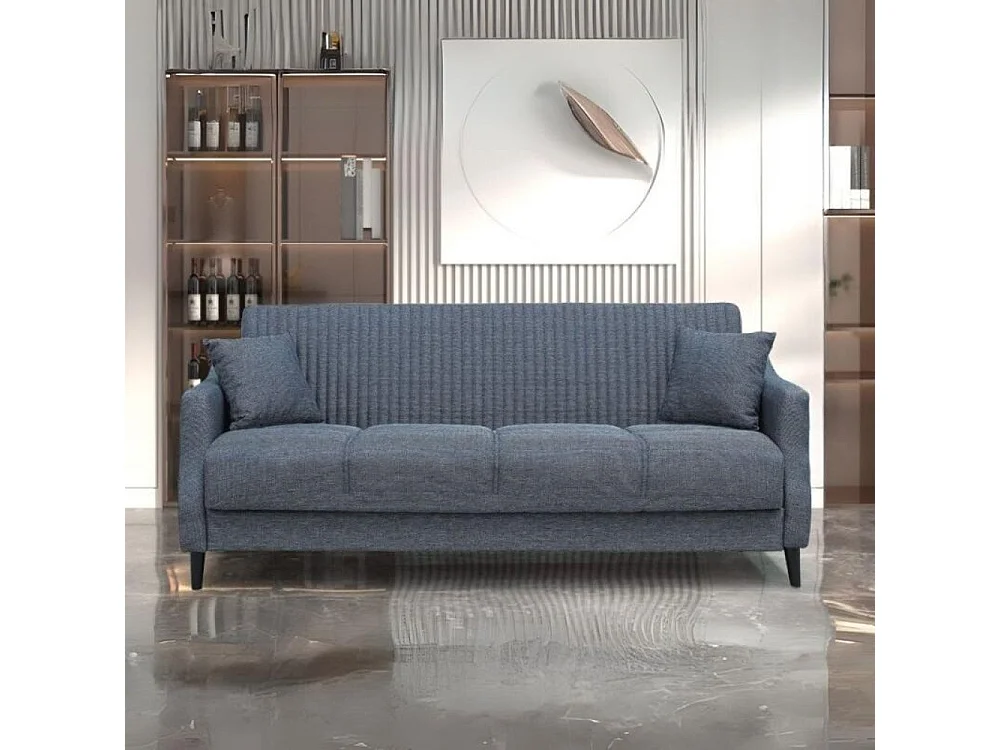 Divano 3 posti funzione letto contenitore Montana in tessuto grigio 225x82x92h