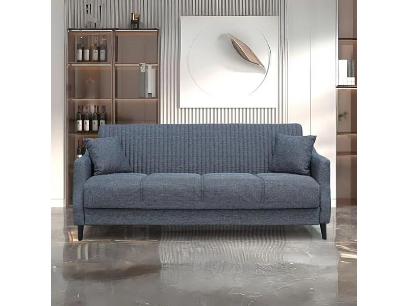 Divano 3 posti funzione letto contenitore Montana in tessuto grigio 225x82x92h