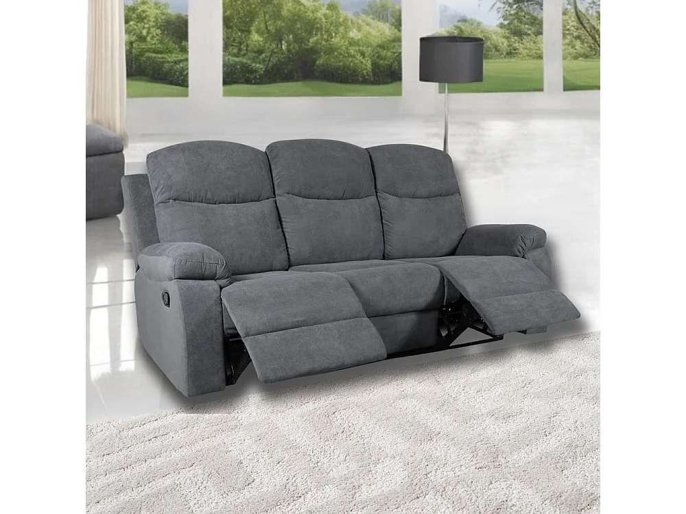 Divano Chicago 3 posti reclinabile colore grigio Twist 20