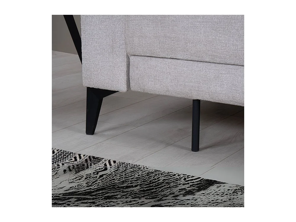 Divano con carrello estraibile e schienale ribaltabile Derry 3 posti tessuto grigio chiaro 217x85x88H