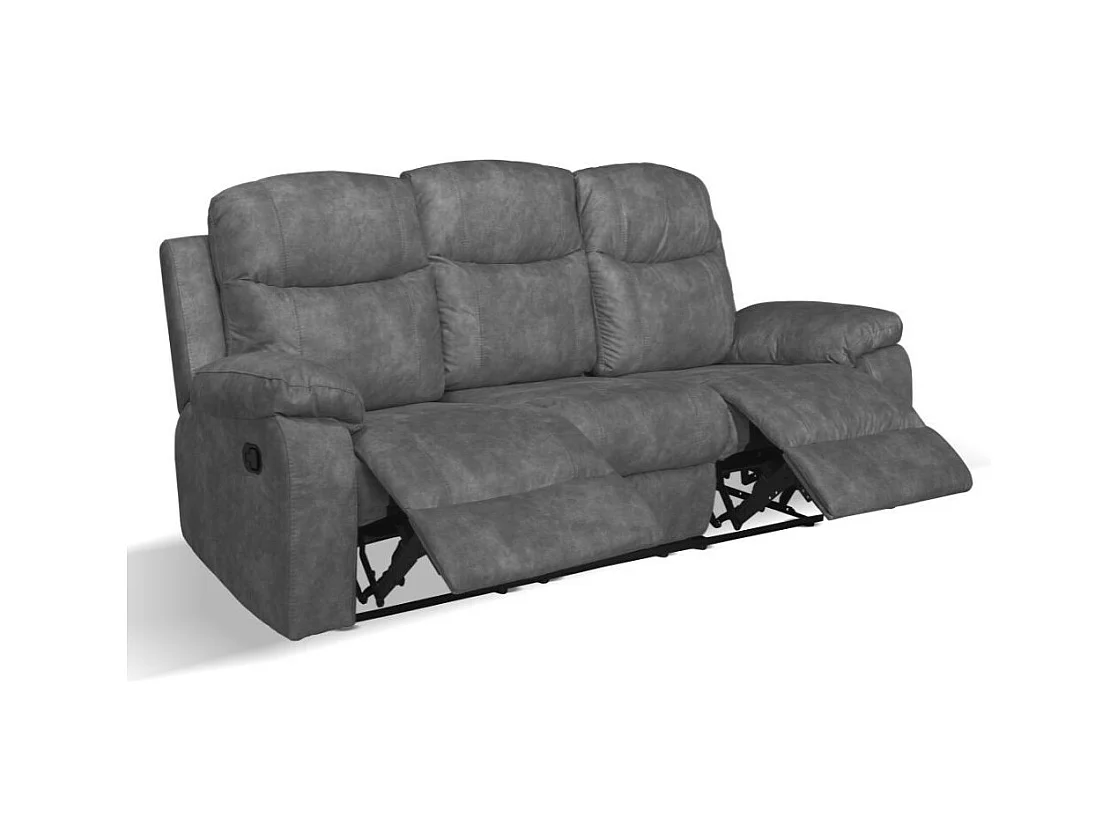 Divano Chicago 3 posti reclinabile colore grigio scuro Ranger11