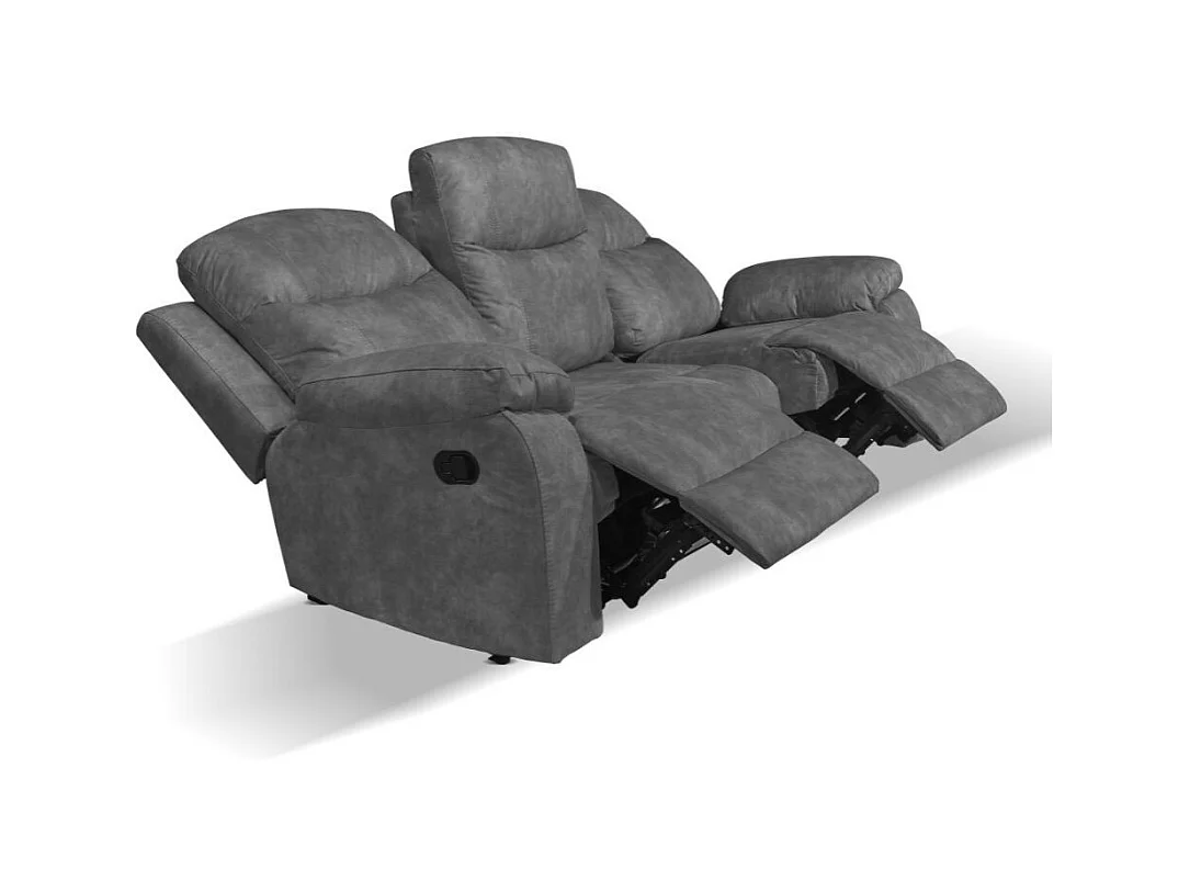 Divano Chicago 3 posti reclinabile colore grigio scuro Ranger11