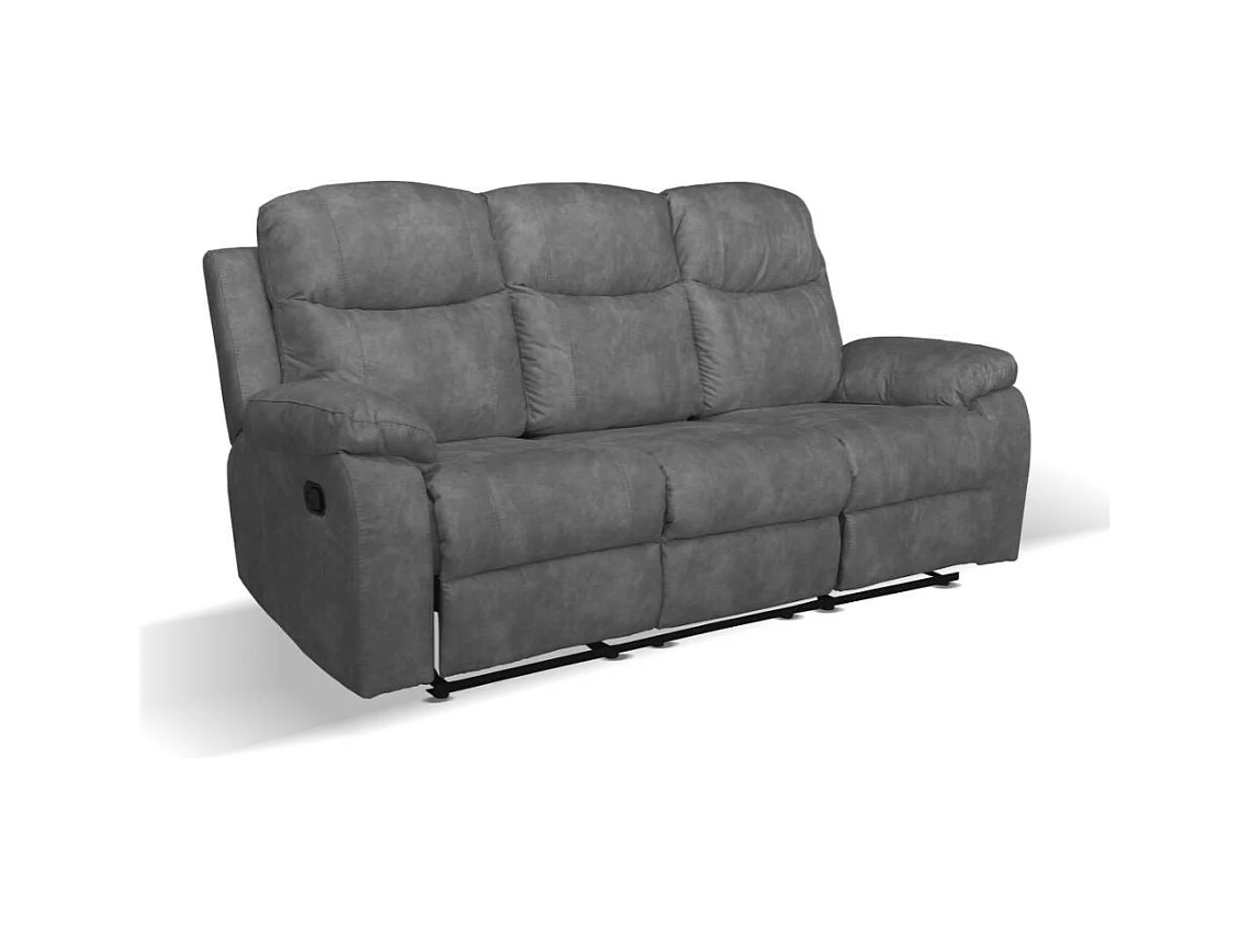 Divano Chicago 3 posti reclinabile colore grigio scuro Ranger11