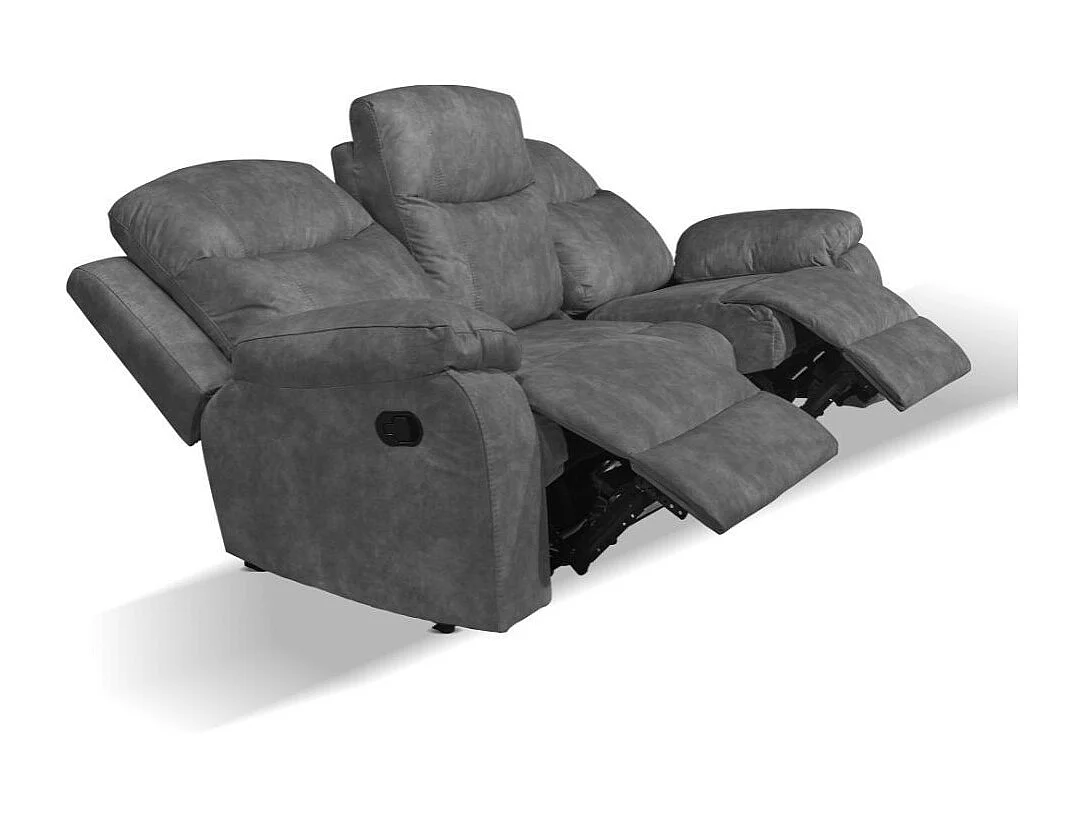 Divano Chicago 3 posti reclinabile colore grigio scuro Ranger11