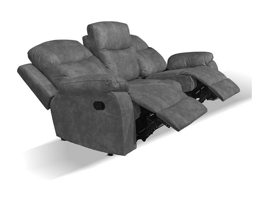Divano Chicago 3 posti reclinabile colore grigio scuro Ranger11
