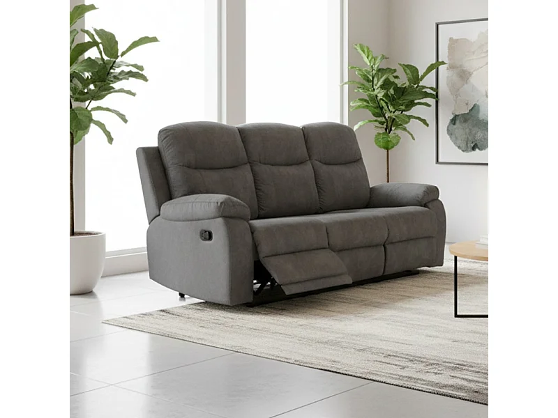 Divano Chicago 3 posti reclinabile colore grigio scuro Ranger11