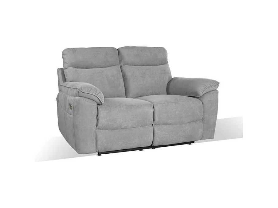 Divano 2 posti recliner elettrico tessuto grigio Boston 160x100x102H