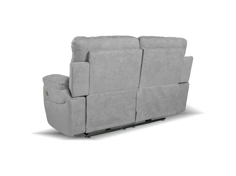 Divano 2 posti recliner elettrico tessuto grigio Boston 160x100x102H