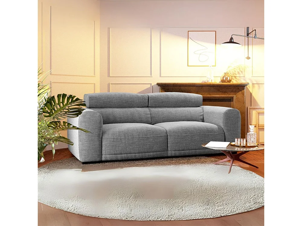 Divano 2 posti extra large tessuto grigio con seduta a slitta Leora 251x112.5x102H