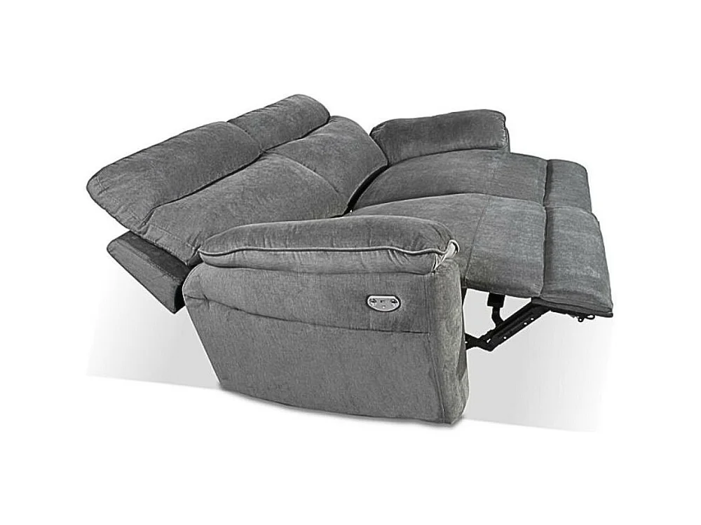 Divano 3 posti recliner manuale tessuto barrel90 grigio Boston 200x100x102H