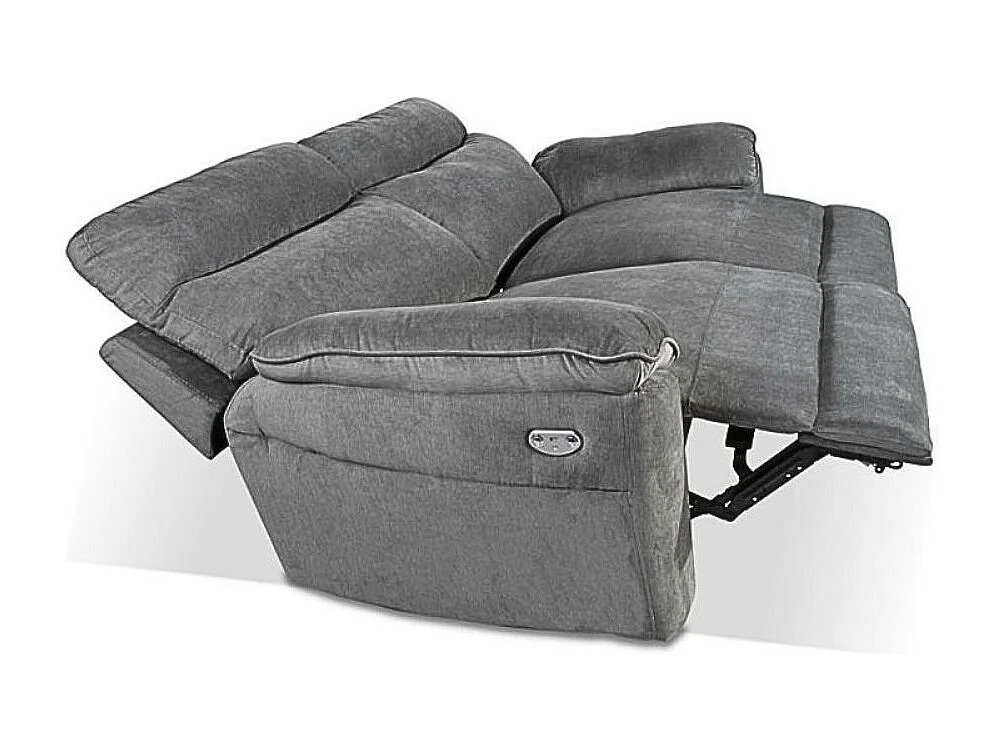 Divano 3 posti recliner manuale tessuto barrel90 grigio Boston 200x100x102H