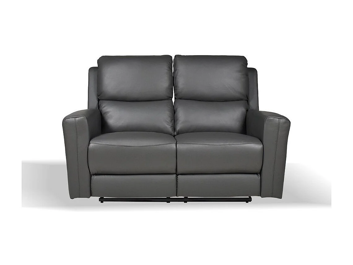 Divano 2 posti recliner elettrici in vera pelle grigio scuro Claus 156x77x103H