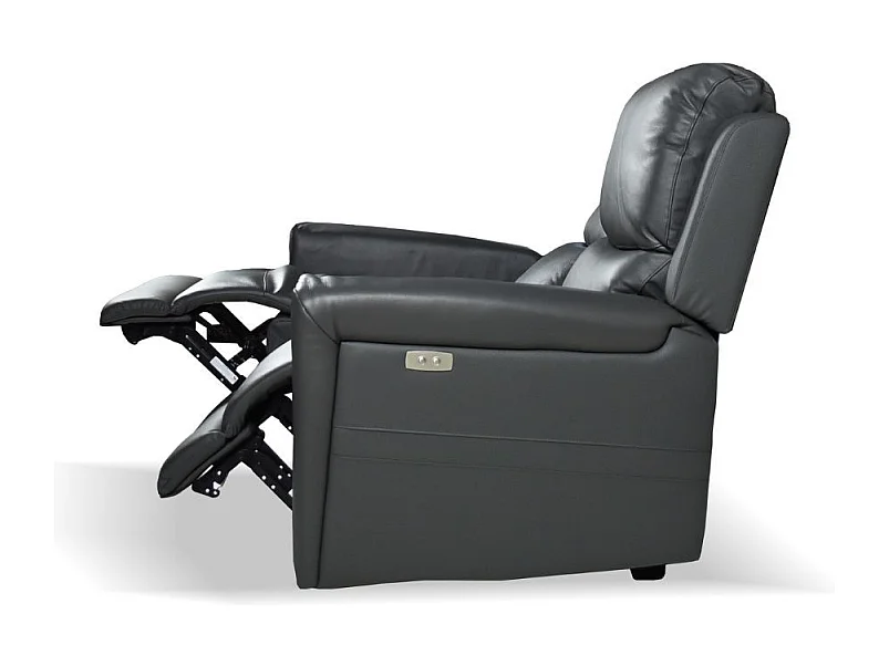 Divano 2 posti recliner elettrici in vera pelle grigio scuro Claus 156x77x103H