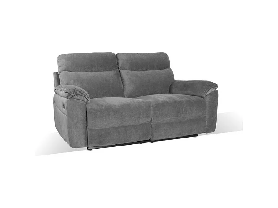 Divano 3 posti recliner elettrico tessuto grigio Boston 200x100x102H