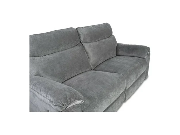 Divano 3 posti recliner elettrico tessuto grigio Boston 200x100x102H