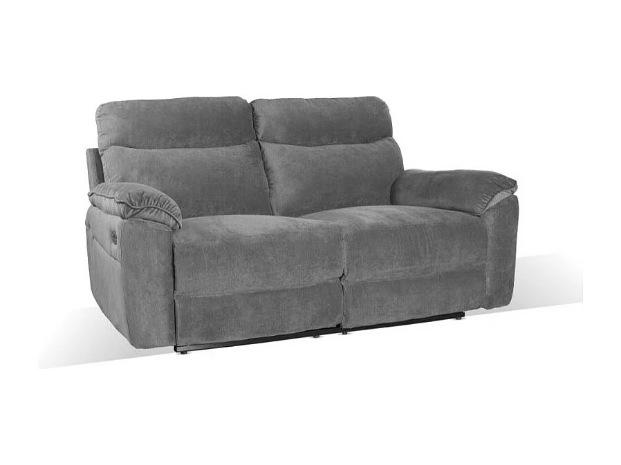 Divano 3 posti recliner elettrico tessuto grigio Boston 200x100x102H