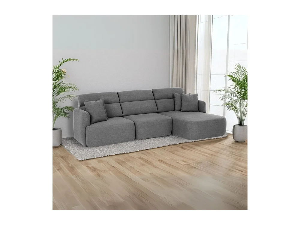 Divano con penisola reversibile e seduta traslante Koda tessuto grigio scuro 307x164x92H