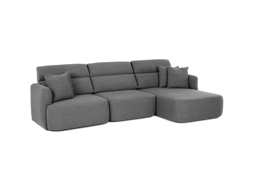 Divano con penisola reversibile e seduta traslante Koda tessuto grigio scuro 307x164x92H