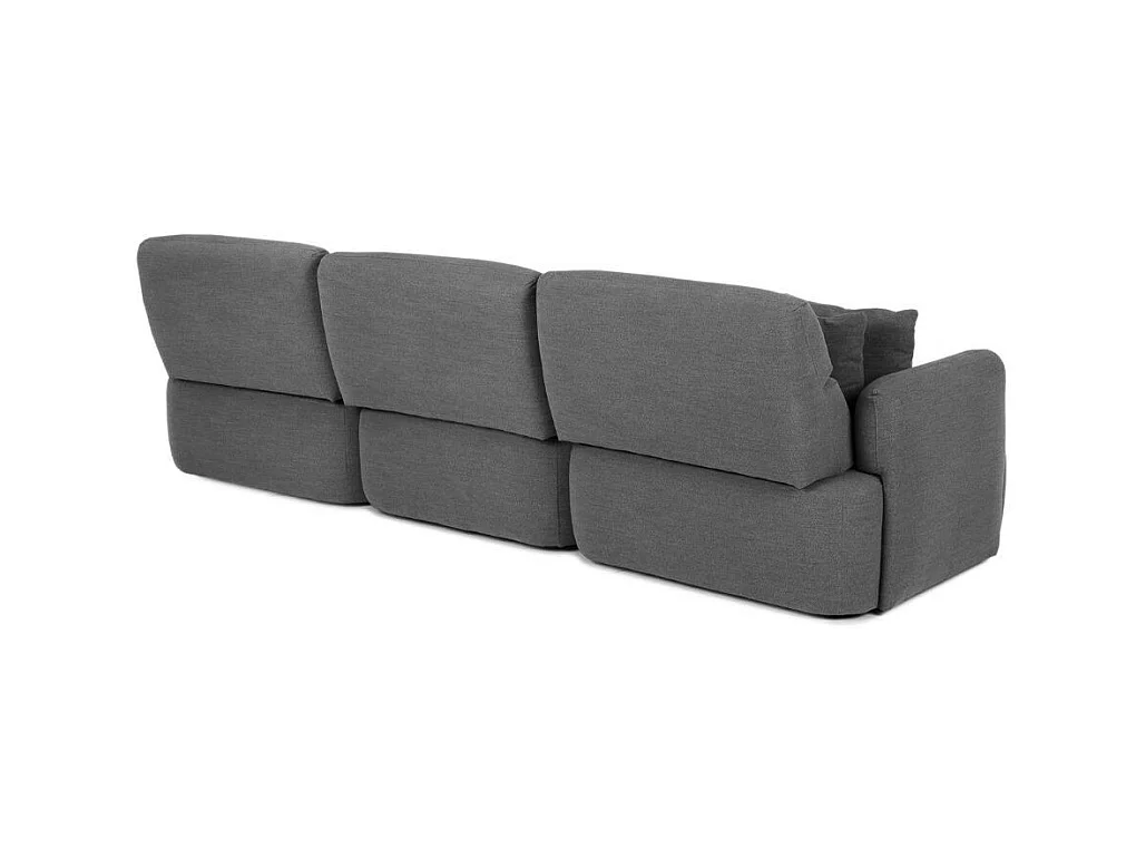 Divano con penisola reversibile e seduta traslante Koda tessuto grigio scuro 307x164x92H