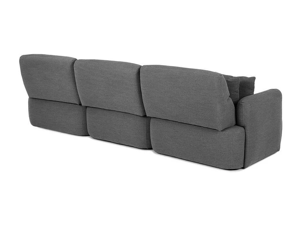 Divano con penisola reversibile e seduta traslante Koda tessuto grigio scuro 307x164x92H