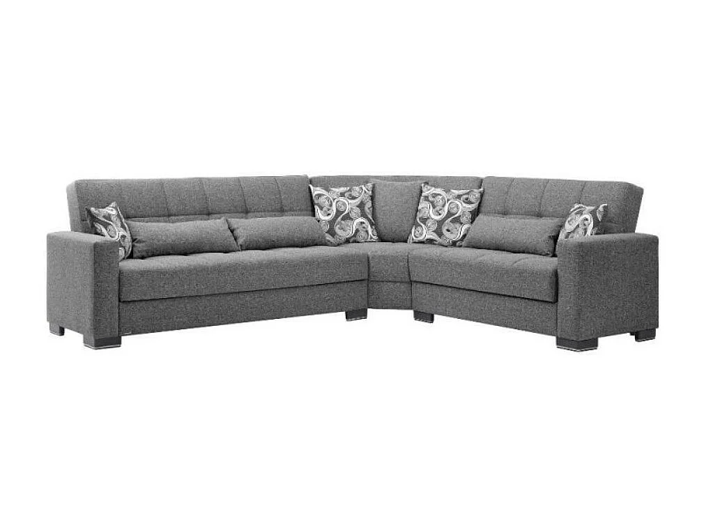 Divano angolare con funzione letto e doppio contenitore tessuto grigio Fermina Wedge 312x253x97H