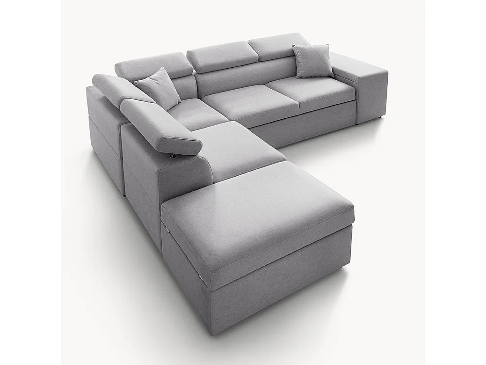 Divano letto angolare reversibile NewBelen grigio pouf contenitore 280x230x77H