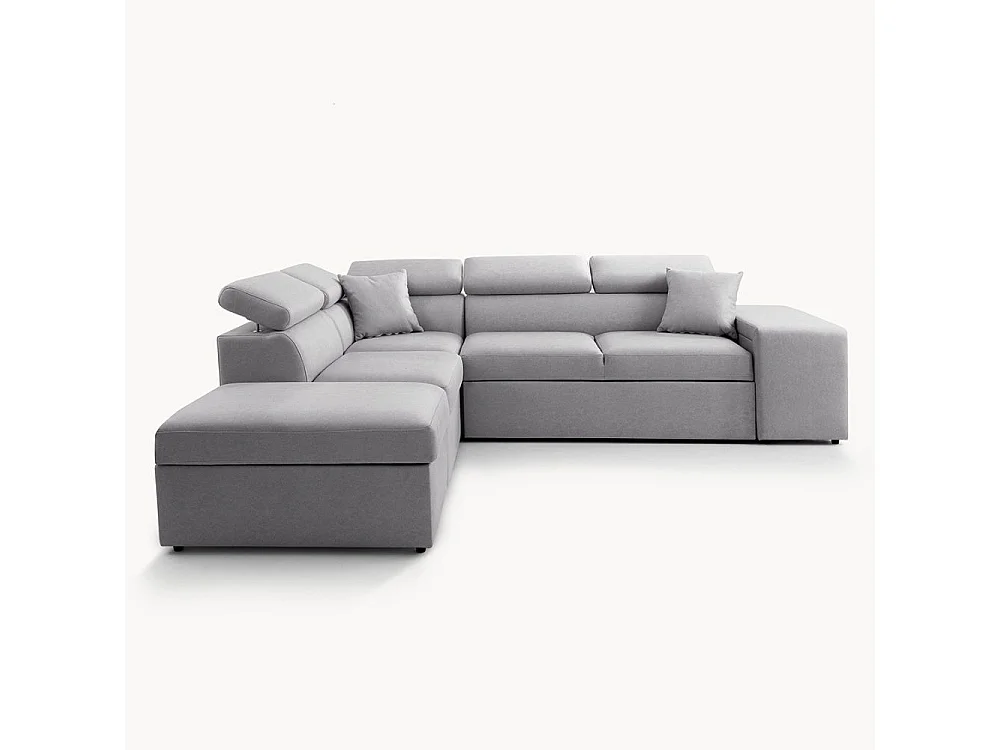Divano letto angolare reversibile NewBelen grigio pouf contenitore 280x230x77H