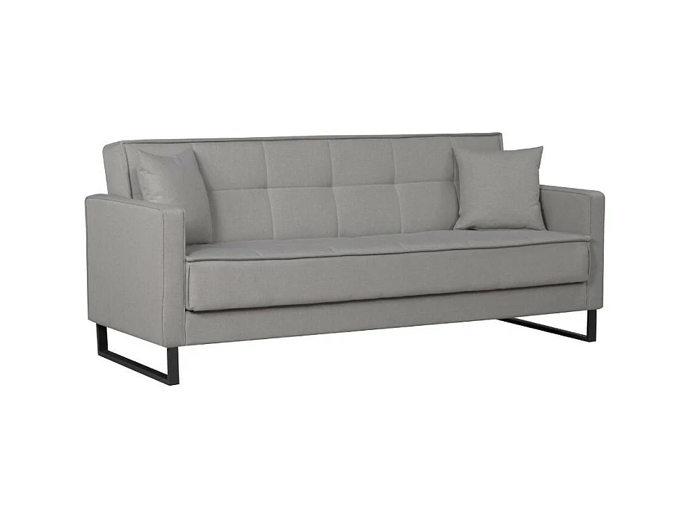 Divano funzione letto e contenitore Legen 3 Posti in vellutino grigio 210x85x87H