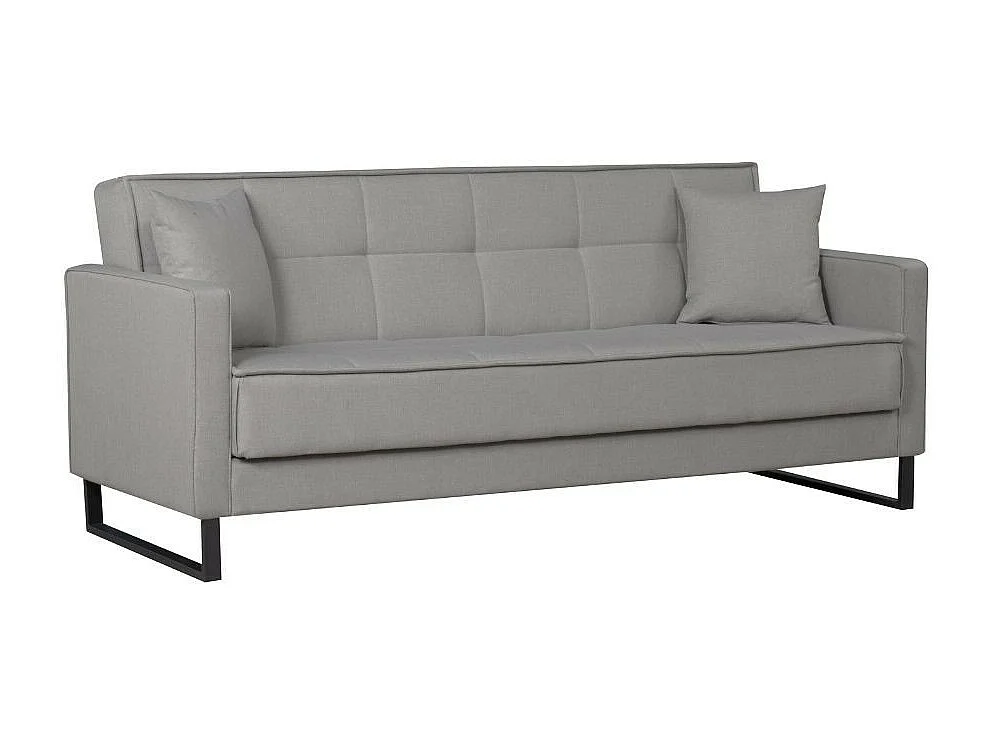 Divano funzione letto e contenitore Legen 3 Posti in vellutino grigio 210x85x87H