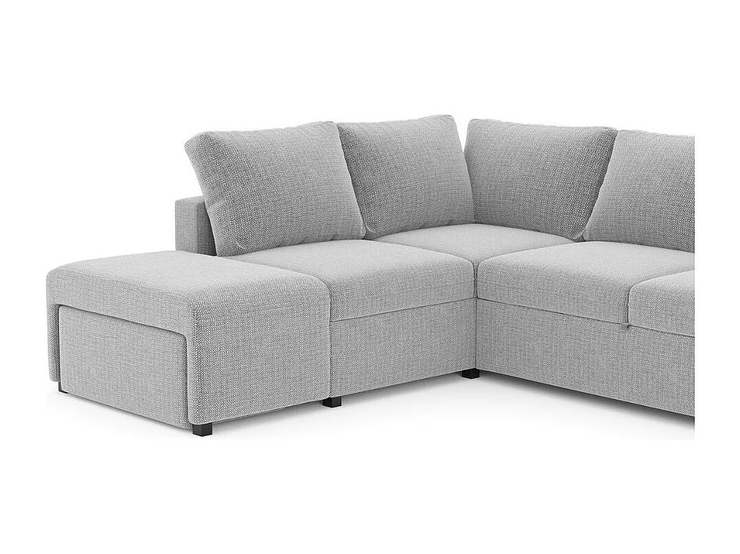 Divano Letto Angolare reversibile Jozzis grigio con funzione letto e bracciolo contenitore 248,5x209x90,5H