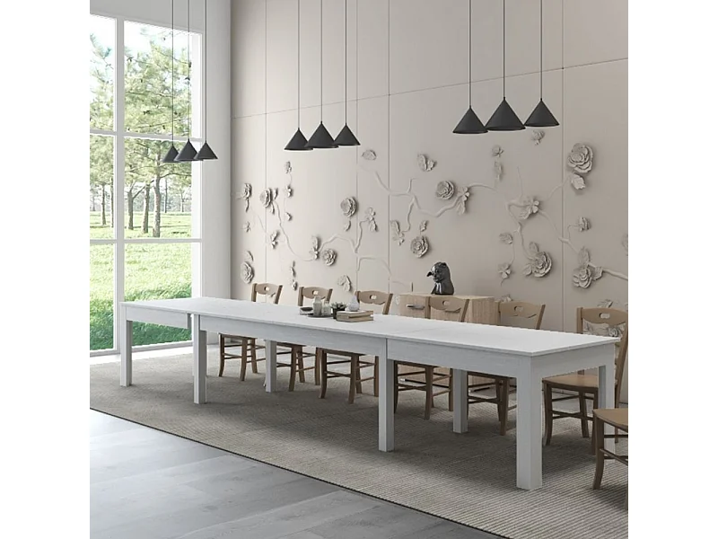 Tavolo Super4 160x90 allungabile a 320 cm colore bianco frassinato