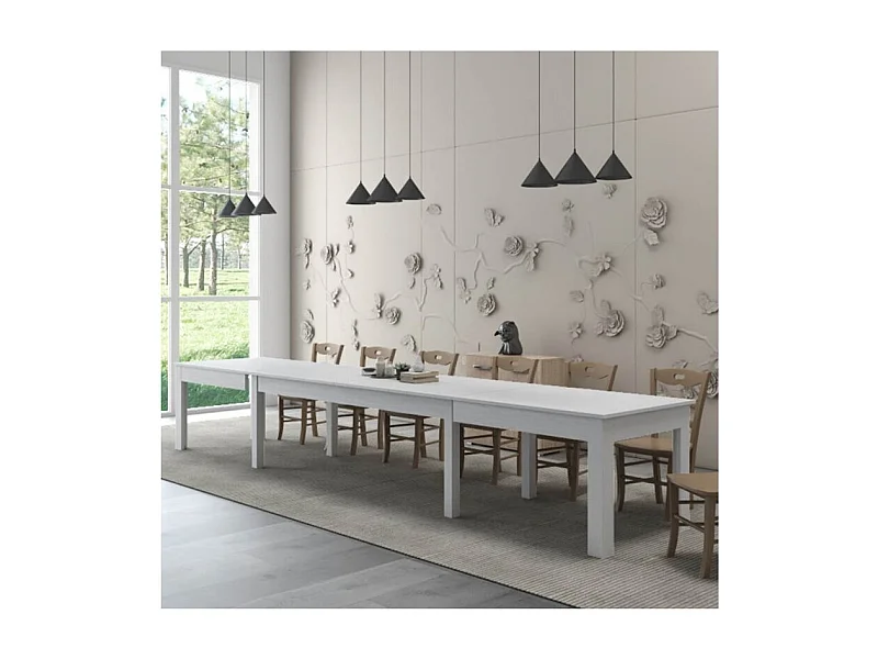 Tavolo Super4 160x90 allungabile a 320 cm colore bianco frassinato