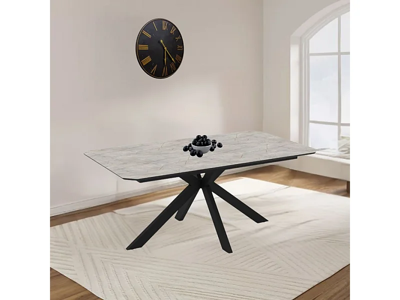 Tavolo allungabile Opera effetto marmo grigio opaco 180x100x76H