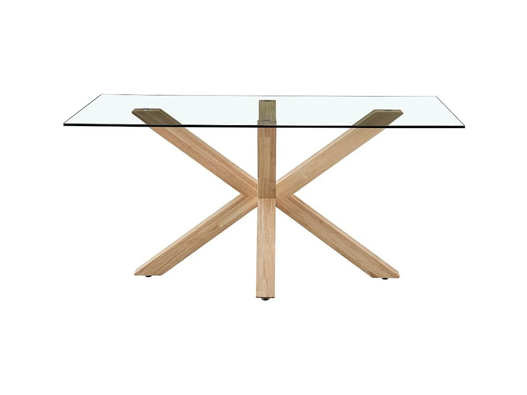 Tavolo da pranzo Beia in vetro temperato con gambe in legno 160x90x77H – Eleganza e Stile