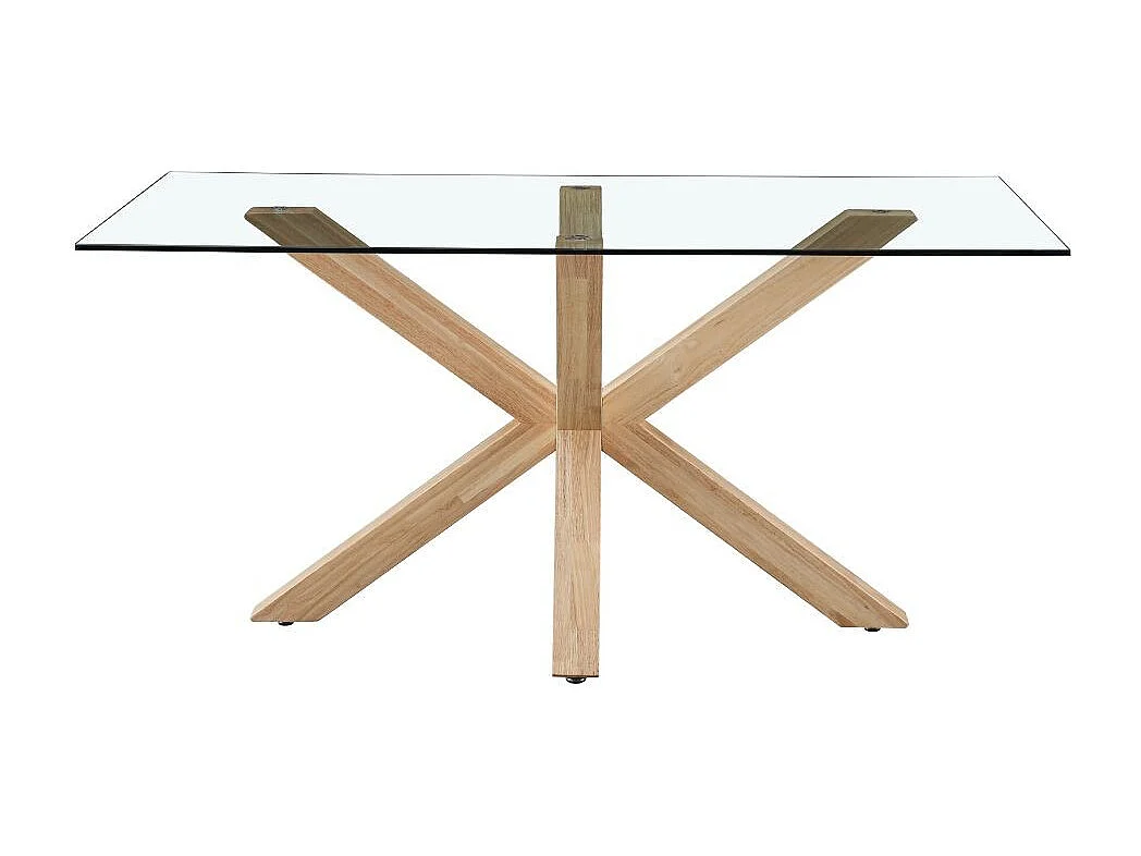 Tavolo Beia in vetro temperato con gambe in legno 160x90x77H