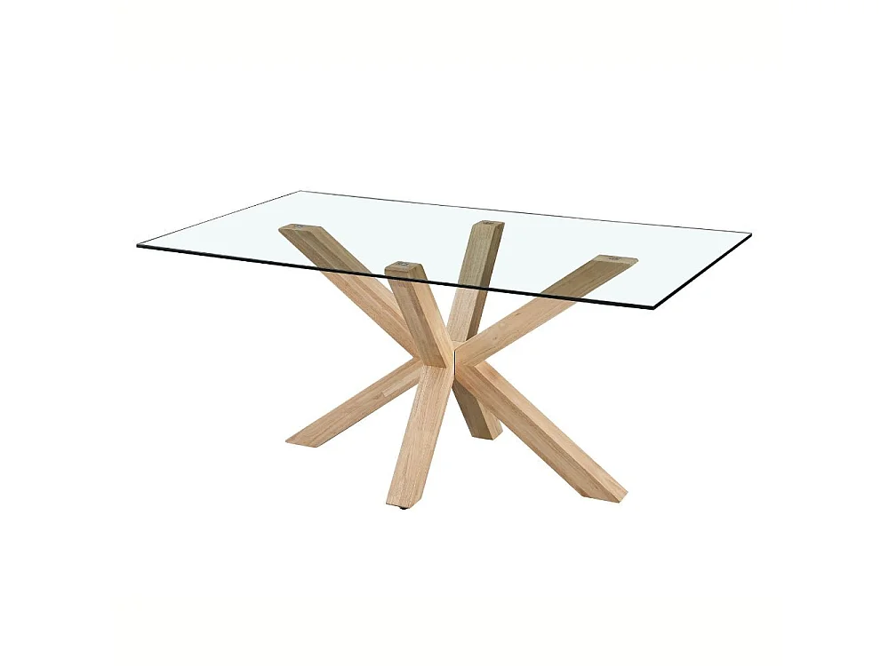 Tavolo Beia in vetro temperato con gambe in legno 160x90x77H