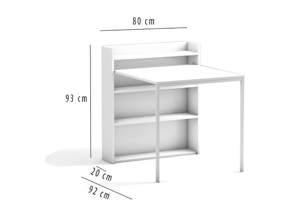 Tavolo a scomparsa Maso 80x20x93H colore bianco