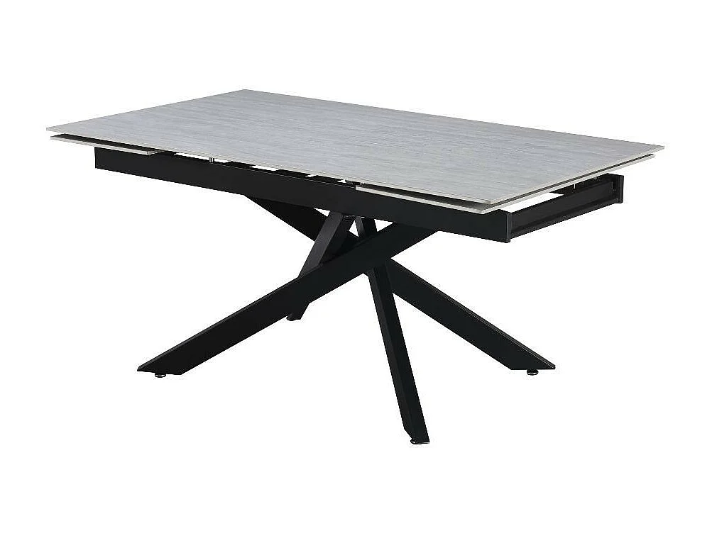 Tavolo allungabile Trivia con piano in ceramica larice beige e gambe in metallo nero 160x90x75.5H