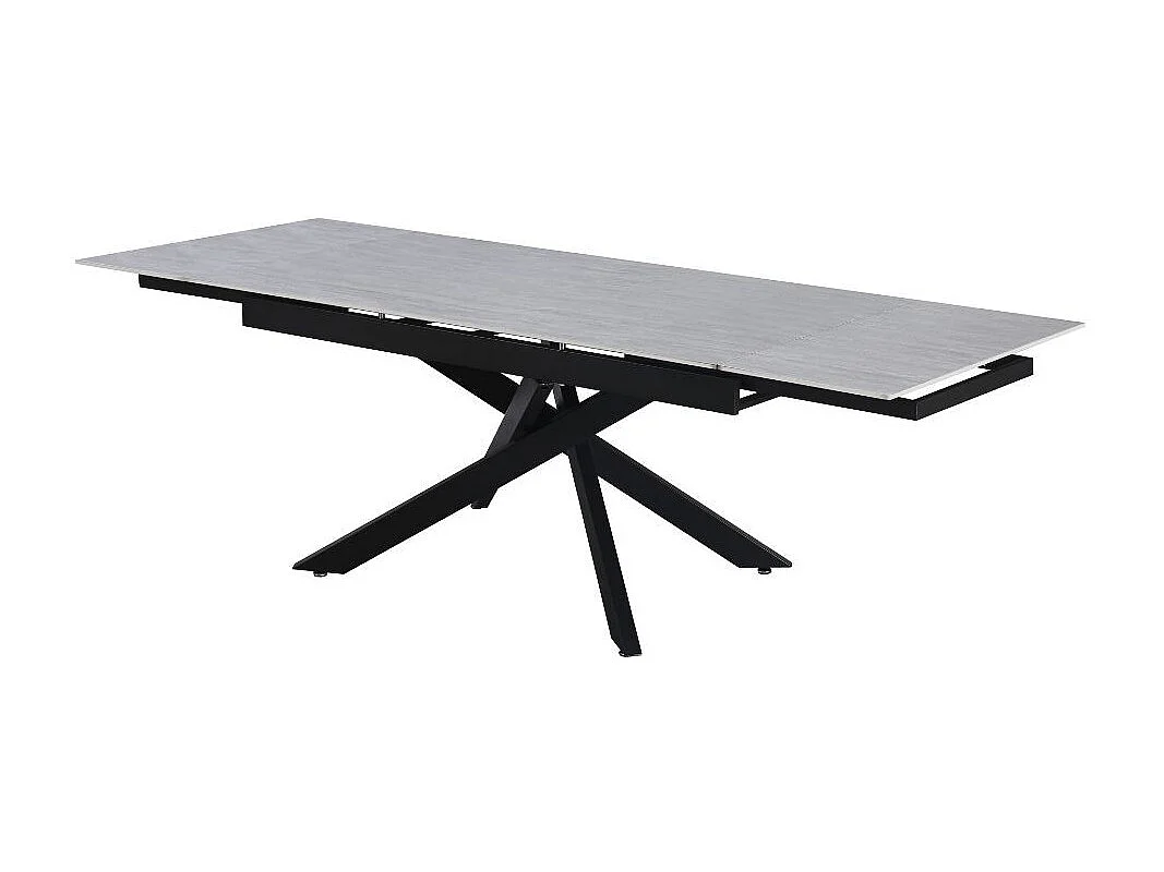 Tavolo allungabile Trivia con piano in ceramica larice beige e gambe in metallo nero 160x90x75.5H