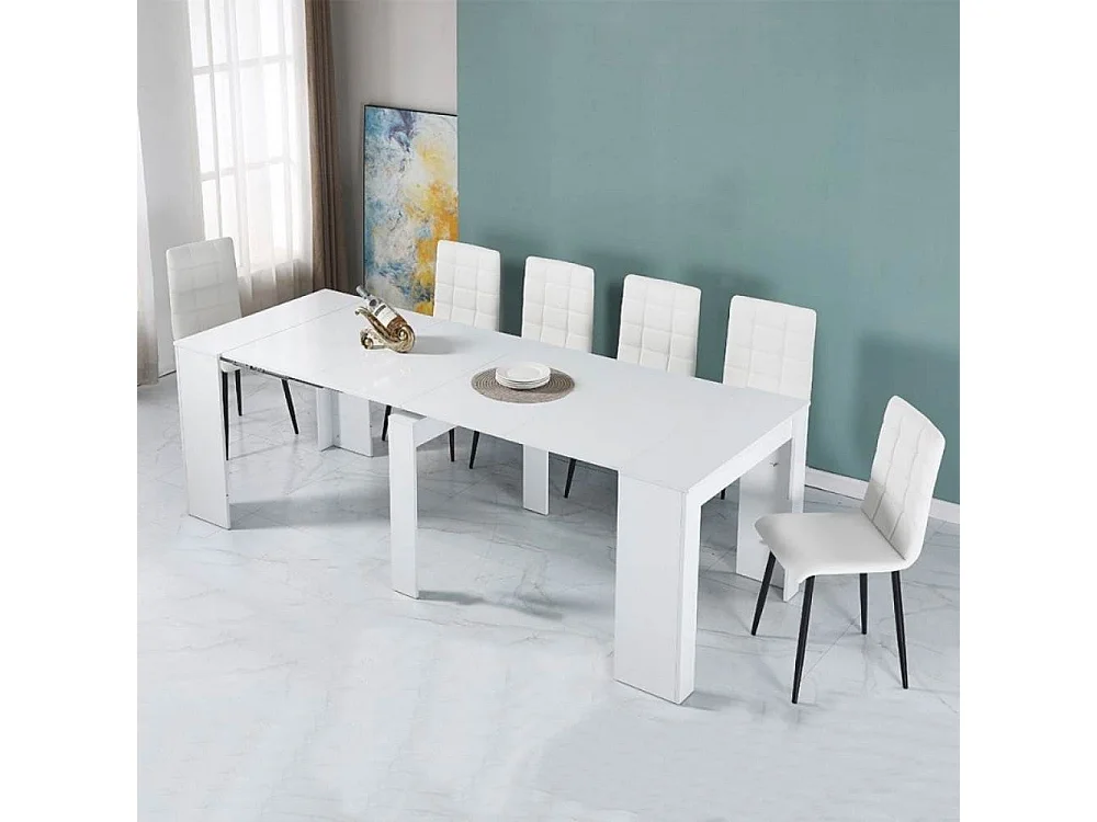 Consolle allungabile Ofelia 90x50x76h cm colore bianco lucido