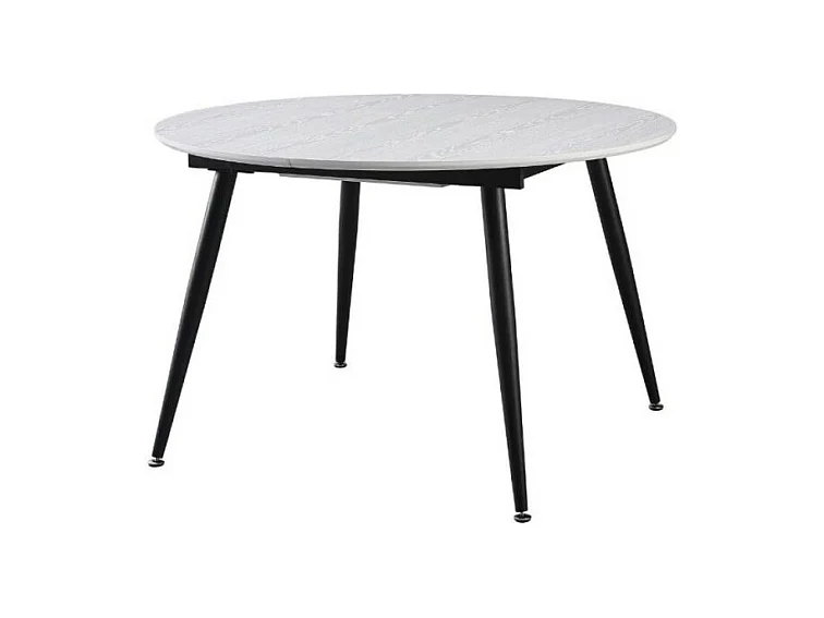 Tavolo rotondo allungabile bianco con gambe nere Cordelia 120x120x75